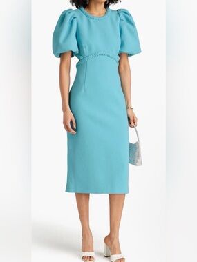 Rebecca Vallance Michelle Puff cutout crêpe midi dress SZ 0